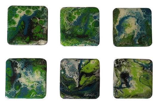 Coaster Set - Marble Green