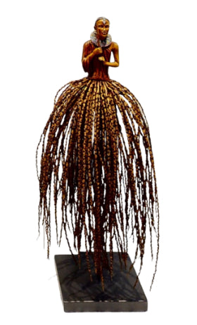 Skirt People: Tribal Maasai Skirt Wood Finish Audrey Rudnick Sculpture JULIE MILLER AFRICAN CONTEMPORARY