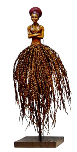 Skirt People: Tribal Zulu Skirt Wood Finish Audrey Rudnick Sculpture JULIE MILLER AFRICAN CONTEMPORARY