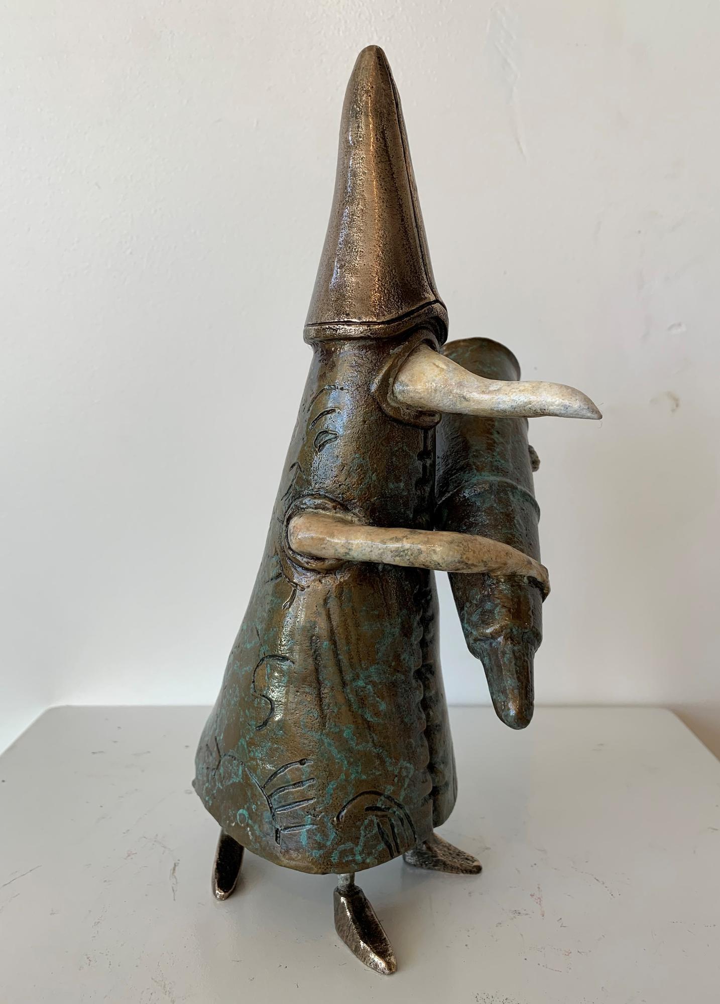 The Intrepid but Severely Visually Impaired Duck Pilgrim (Light Green & Honey Gold patina) David Griessel Sculpture JULIE MILLER AFRICAN CONTEMPORARY