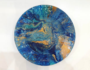 Tapas Snack Plate 2 (Blue & Gold) Karnish Functional Art JULIE MILLER AFRICAN CONTEMPORARY