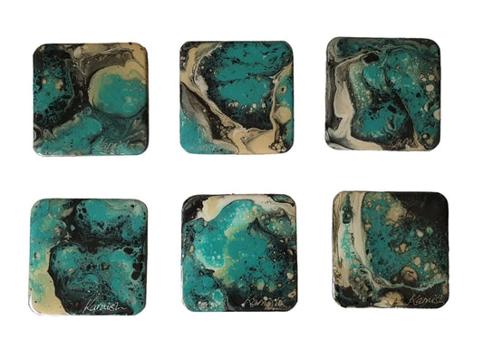Coaster Set - Marble Turquoise