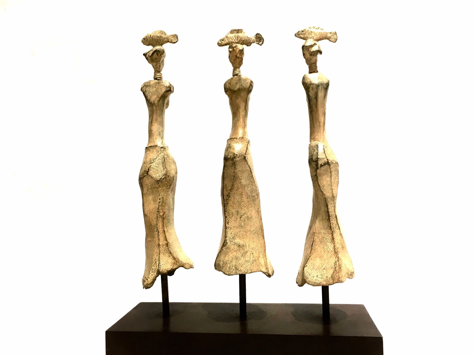 Three African Ladies With Fish Maritza Breitenbach Sculpture JULIE MILLER AFRICAN CONTEMPORARY