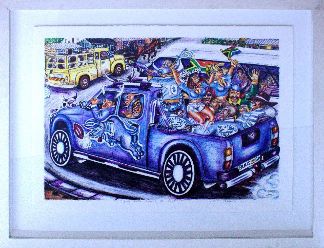 Blue Bulls Welcome To Soweto Tommy Motswai Collectible Prints JULIE MILLER AFRICAN CONTEMPORARY